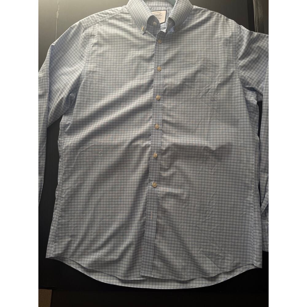 Charles Tyrwhitt Men’s 16.5 / 38 Slim Fit Shirt – Light Blue Check 100% Cotton - Picture 2 of 8
